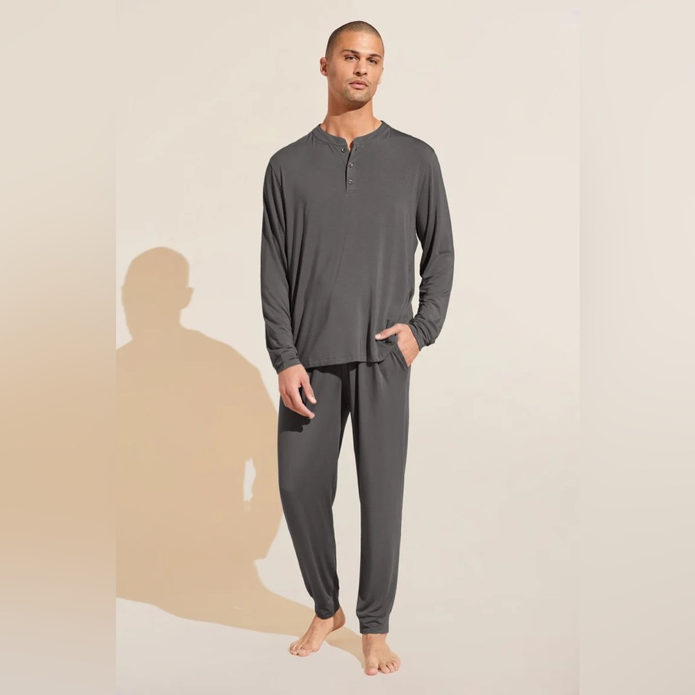 Eberjey Henry Modal Long PJ Set Storm Gray in Medium NWT